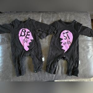 Black and Pink Best Friends Baby Onesies